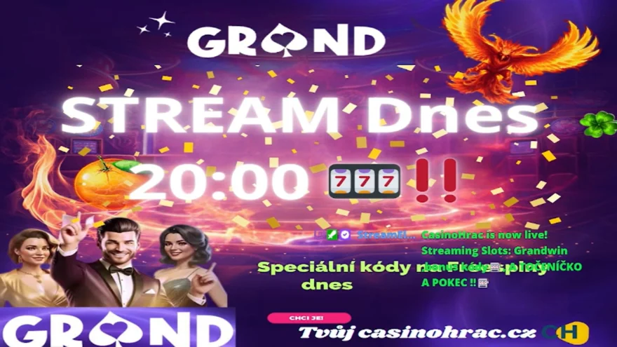 Stream na Casinu Grandwin promokódy pro hráče!