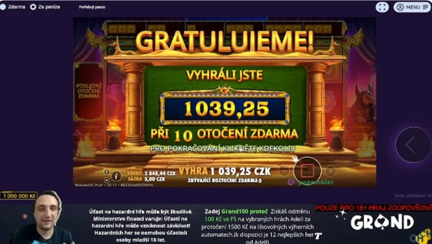 Stream 15.11.2026 Casino Grandwin 100FS pro sledující!