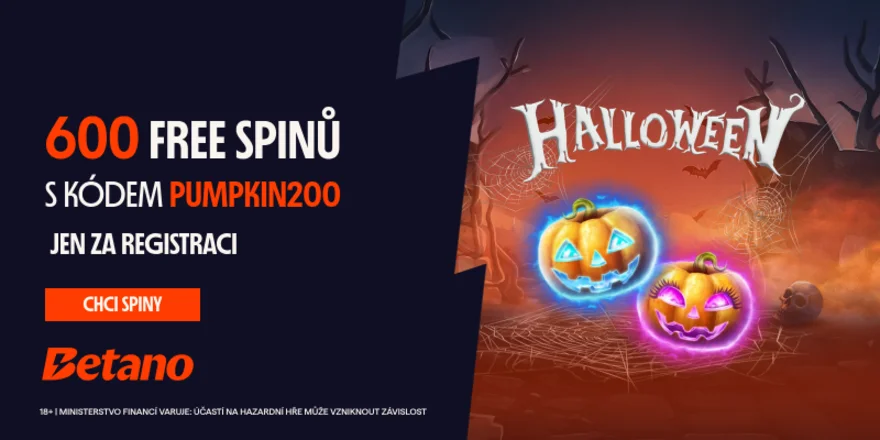 Betano Halloween bonus – promokód PUMPKIN200 přináší 200 free spinů navíc