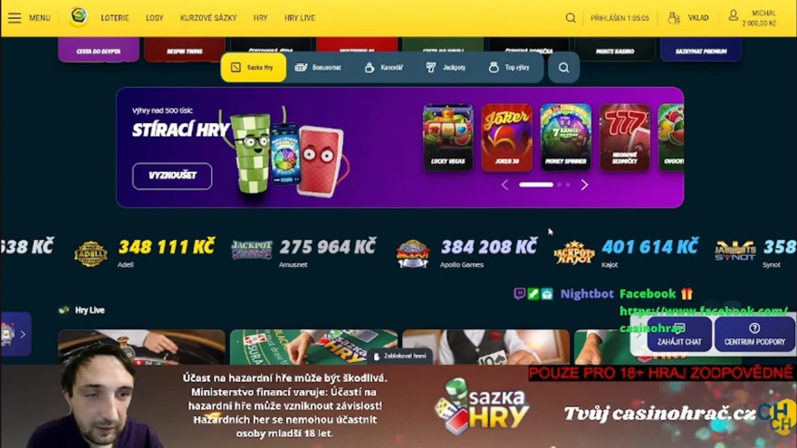 Stream 22.11. 2026 -Sazka.Sloty mi fakt přály Podívaná pro diváky!