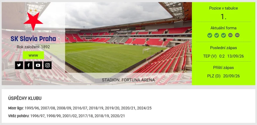 slavia praha informace o klubu
