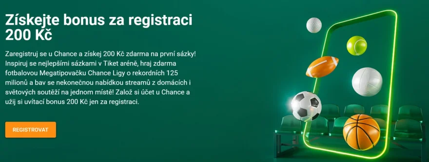 bonus bez vkladu chance za registraci 200 Kč