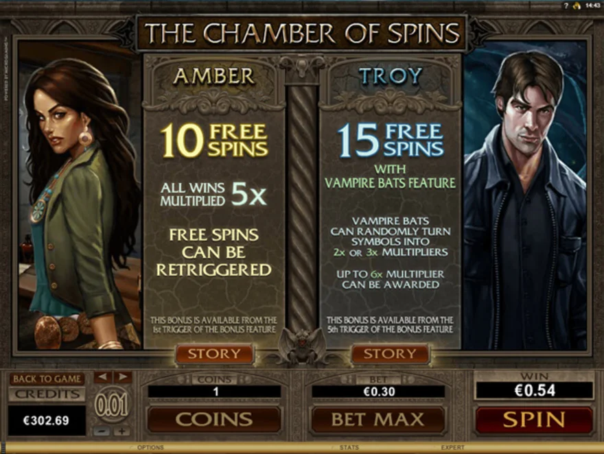 The Chamber of Spins Bonus - online automat Immortal Romance (Microgaming)
