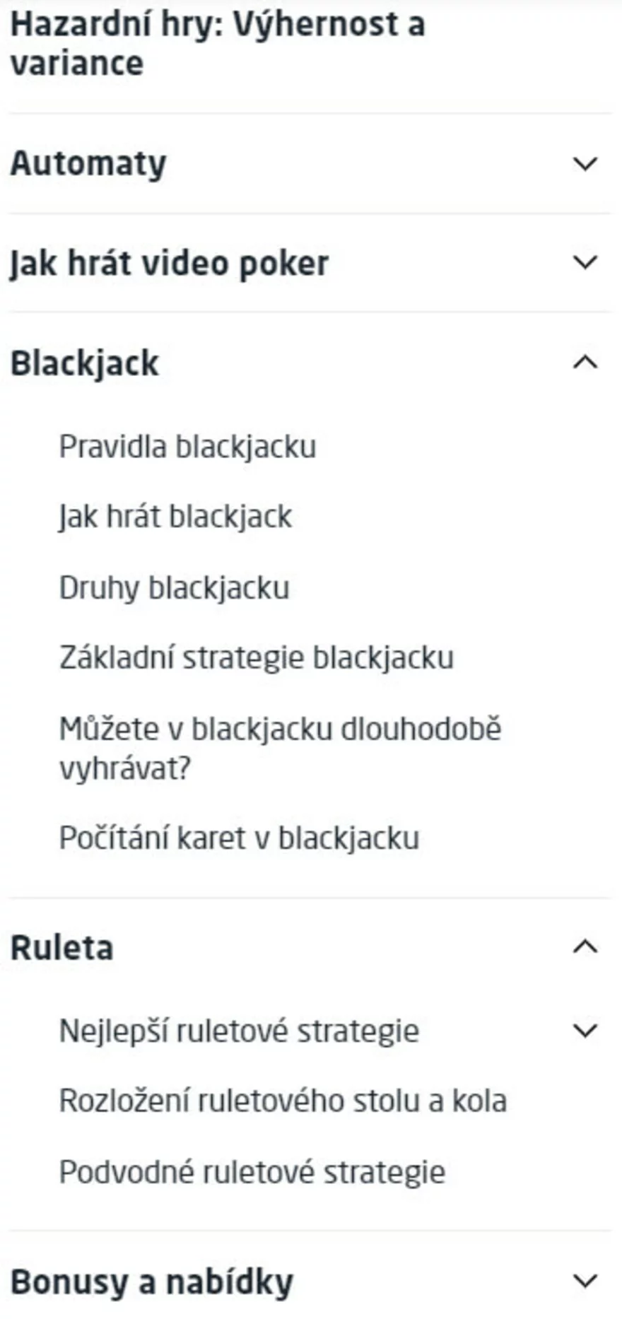 Akademie hazardu v Casino Guru - ukázka obsahu