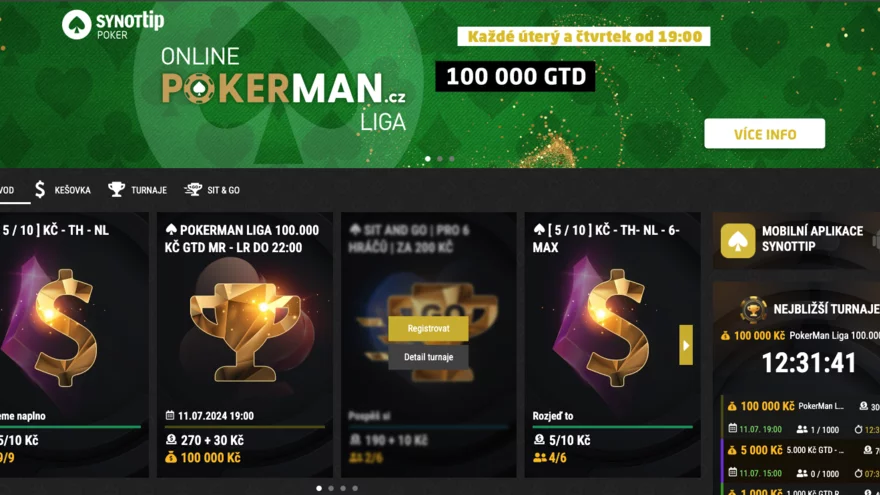 Synottip online poker recenze - bonusy, turnaje, freerolly