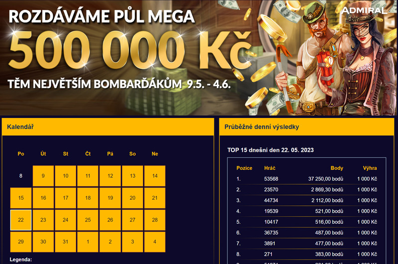 Admiral Casino - turnaj - podrobně