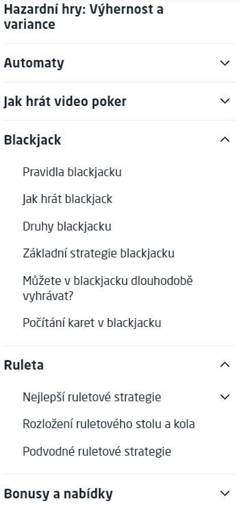 Akademie hazardu v Casino Guru - ukázka obsahu